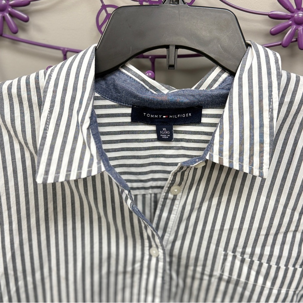 Tommy Hilfiger Women XL  Striped Long Sleeve Popover Shirt‎ Blouse
